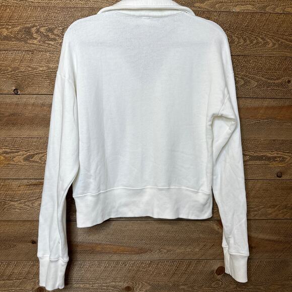 RE/DONE 70's Half Zip Sweatshirt in Off White Size Medium NWOT - Picture 7 of 10